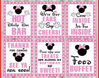 Printable Set of Minnie Mouse Party Signs, 5x7 and 8x10 INSTANT DOWNLOAD