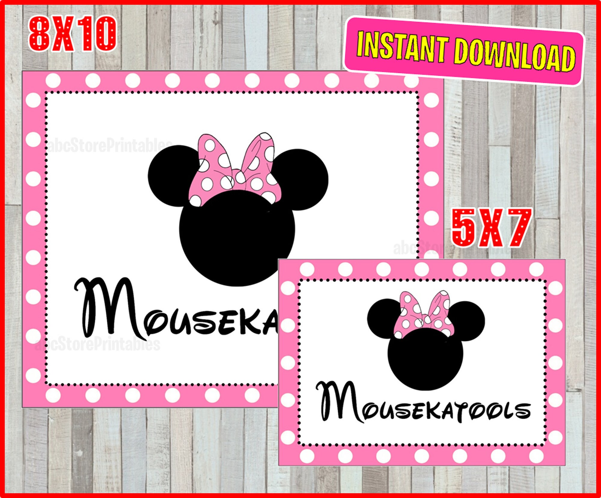 Printable Minnie Mouse Mousekatools Party Sign 5x7 and 8x10 | Etsy
