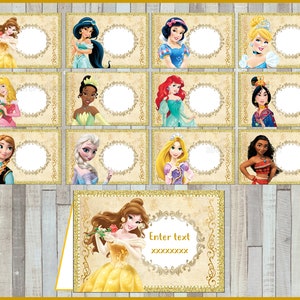 Étiquettes de nourriture de princesse, étiquettes de nourriture d'anniversaire de princesse, cartes de tente de nourriture de partie de princesse, téléchargement instantané