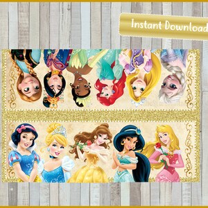 Princess Bag toppers, Printable Princess Birthday treat bag toppers, Princess Party bags Toppers, instant download