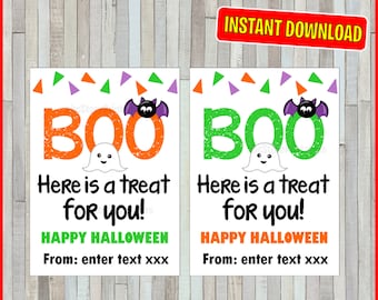 Editable Personalized Halloween Tags, Trick or Treat Favor Tags, Halloween Printable, Halloween Favor Tags, EDITABLE INSTANT DOWNLOAD