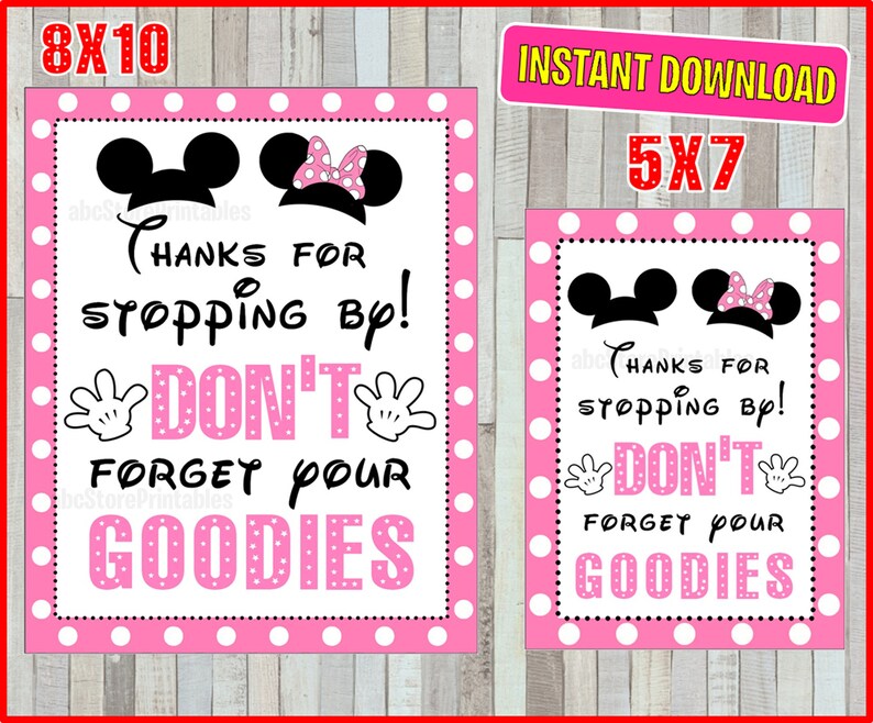 Printable Mickey Minnie Mouse Thanks for Stopping by Party - Etsy India
