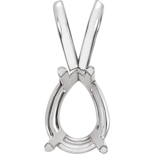 Pear Cut vier-Zacken Korb Setting | 5×3–14×9 mm Semi-Mount | 14K Gold, Sterling Silber oder Platin erhältlich