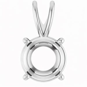 4-zinkige runde Korb Anhängerfassung: 14K Gold, Sterling Silber oder Platin