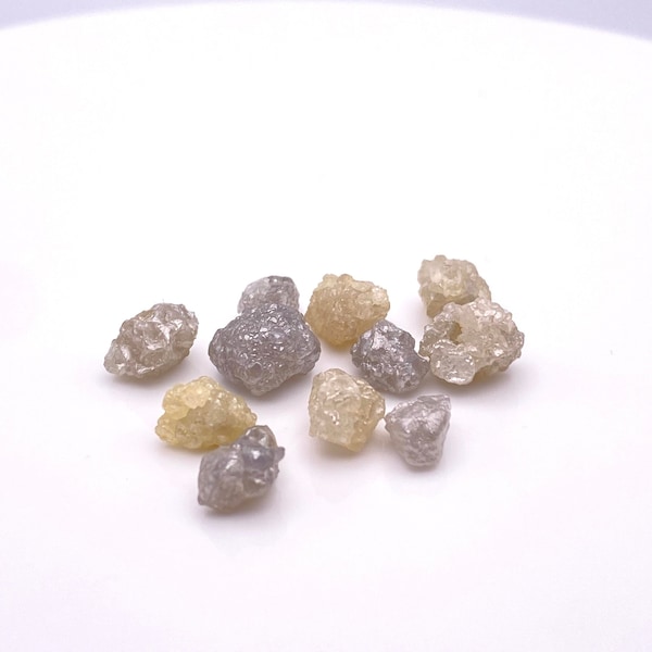 Natural Rough Loose Diamonds, Yellow - Gray Uncut stones, Precious Stones Lot 4-7mm, Jewelry Making