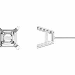 14K Gold Square Stud Earring Mountings: 2-8.5mm, Pairs