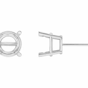 Monturas para aretes redondos de oro de 14 quilates: engastes de cuatro puntas preentallados para aretes tipo botón