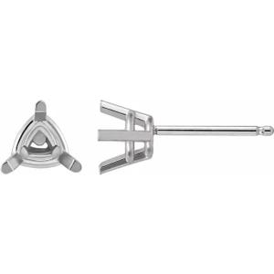 14K Gold Trillion Cut Three-Prong Stud Earring Mountings | 3×3–9×9 mm Friction Post Setting | Sold in Pairs