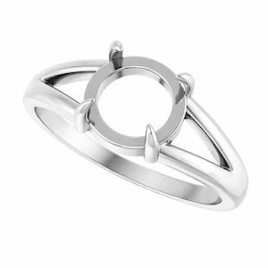 Round Cabochon Ring Setting: 14K Gold or Sterling Silver Split Shank (6-10 mm)