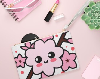 Cute Kawaii Cherry Blossom Clutch Bag, coin purse, kawaii characters