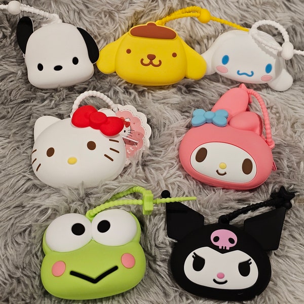 Cute Kawaii Sanrio mini silicone coin purse /keychain. Hello Kitty, Cinnamoroll, Keroppi, My Melody