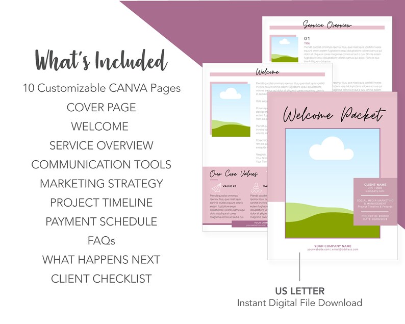 New Client Welcome Packet CANVA Template US Letter | Etsy