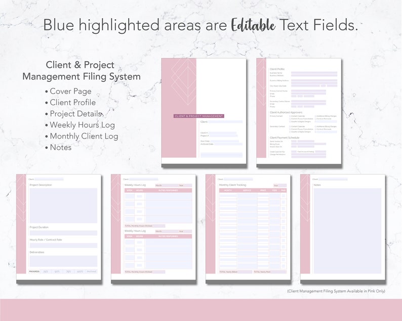 Client Management Template Editable PDF Printable | Etsy