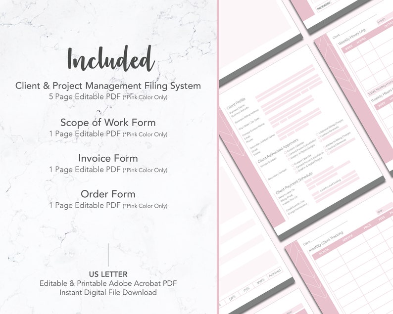 Client Management Template Editable PDF Printable | Etsy