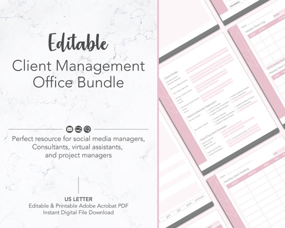 Client Management Template Editable PDF Printable | Etsy