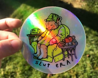 Sleepy Bear Slut Era Holographic Vinyl Stickers