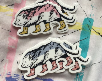 Cowboy Possum Vinyl Stickers