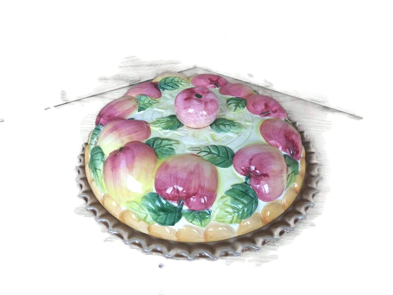 Vintage Ceramic Pie Pan Apple Pie Baking Pan With Decorative Etsy