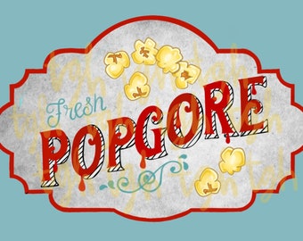 Popgore Popcorn Label PNG