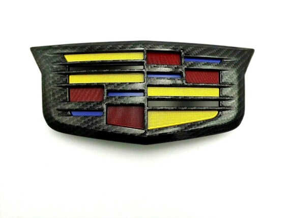 cadillac escalade black carbon fiber front grille emblem 16 19 etsy etsy