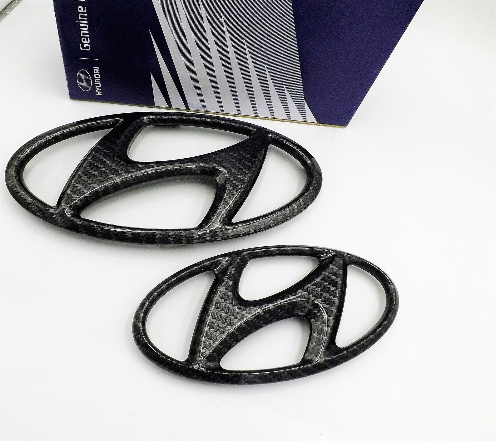 Hyundai Kona 1821 Black Carbon Fiber Emblem Set Front & Rear Etsy
