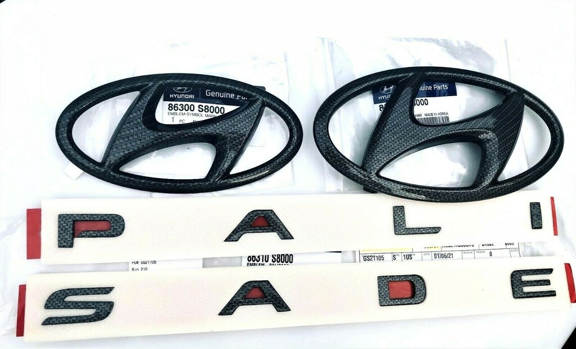 Hyundai Palisade Carbon Fiber Emblem Set X3 Front Rear Logos Etsy