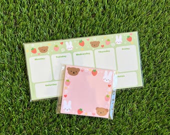 Handmade Berry Bunny Planner + Memo Set
