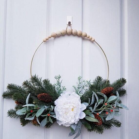 Beaded Winter Hoop Wreath Modern Door Decor Gift Wreath | Etsy