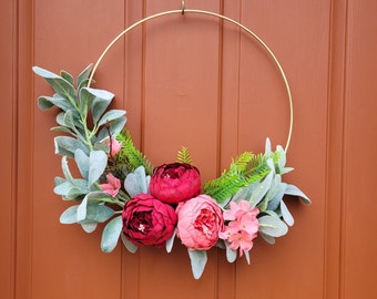 Hoop wreath, Wall décor, Door decoration, Summer home décor, Gift for moms