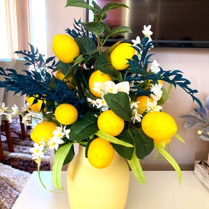 Yellow lemons centerpiece, Wood bucket with lemons, Gift for moms, Farmhouse décor