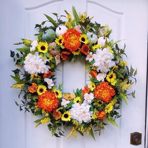 Spring and summer wreath, Front door decor, New home gift, Large floral wreath, Gift for mom
