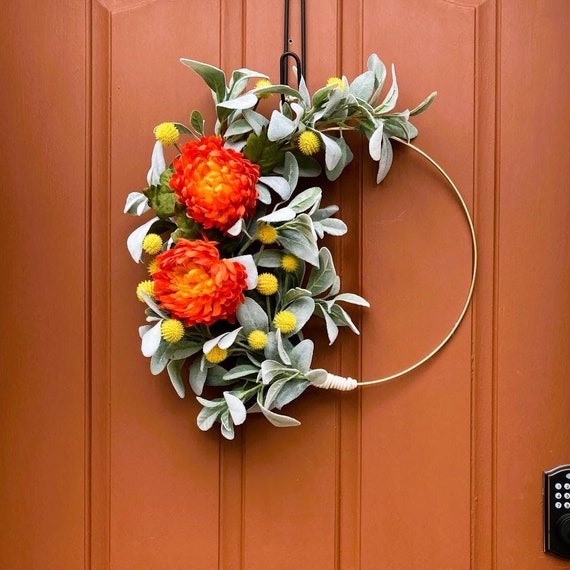 Fall hoop wreath, Autumn door décor, Mantel wreath, Gift for mom