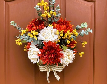 Fall door hanger, Autumn wreath for front door, Fall home décor