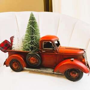 Decorative Red Truck, Farmhouse Table Décor, Rustic Metal Truck ...