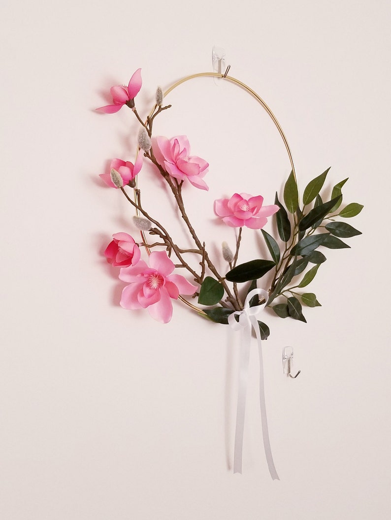 Nursery Hoop Wreath Minimalist Wreath Bedroom Hoop Wreath Floral Hoop Wreath Modern Hoop Wreath Magnolia Hoop Wreath Gold Hoop Wreath
