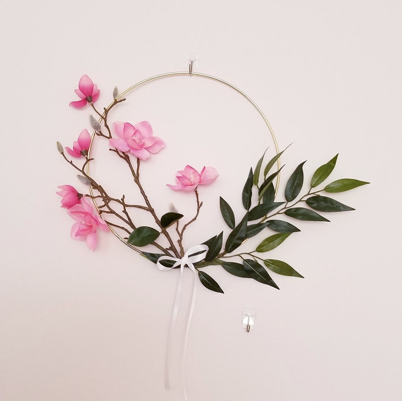 Nursery Hoop Wreath Minimalist Wreath Bedroom Hoop Wreath Floral Hoop Wreath Modern Hoop Wreath Magnolia Hoop Wreath Gold Hoop Wreath