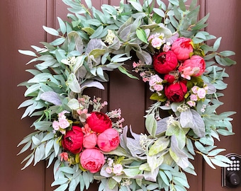 Summer wreath, Front door decor, Gift for mom, Handmade home decor