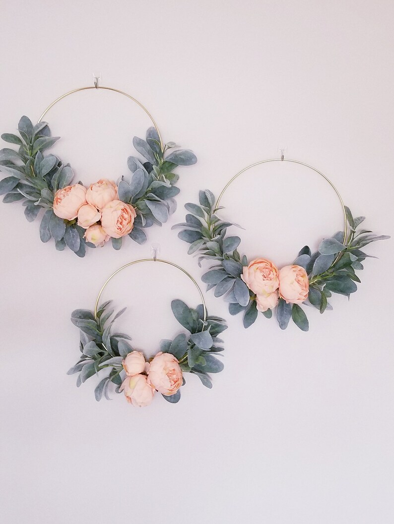 Set of Three Wreaths Modern Wreath Set Nursery Wall Decor Etsy