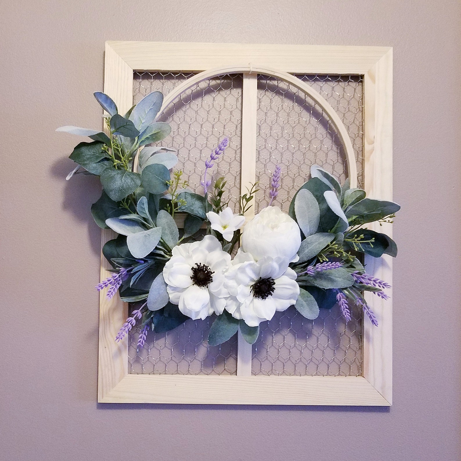 Window Frame With Wreath Indoor Hoop Wreath Wall Decorations | Etsy