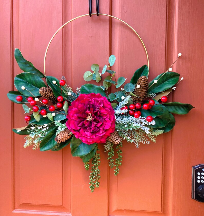 Winter Hoop Wreath Christmas Door Décor Gift for Mom Etsy