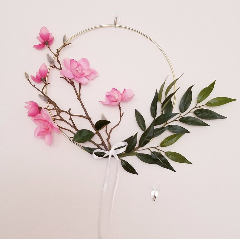 Nursery Hoop Wreath Minimalist Wreath Bedroom Hoop Wreath Floral Hoop Wreath Modern Hoop Wreath Magnolia Hoop Wreath Gold Hoop Wreath