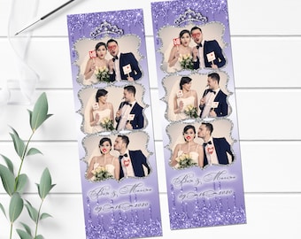 Glitter Lavender Wedding Photo Booth Template 2x6 (Digital Download)