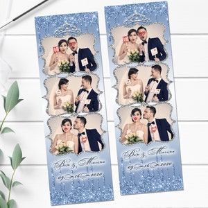 Dripping Glitter Blue Photo Booth Template 2x6