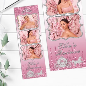 Cinderella Blush Pink Glitter Photo Booth Template 2x6
