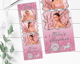 Cinderella Blush Pink Glitter Photo Booth-sjabloon 2 x 6 (digitale download)