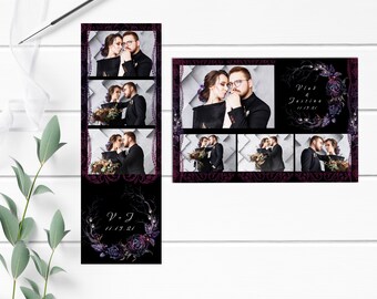 Gotische bruiloft Photo Booth-sjabloon | Elegante bloemen png-strook van 2 x 6 (digitale download)