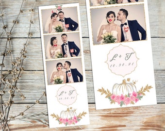 Roze en glitter pompoen herfstsjabloon 2 x 6