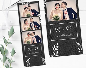 Sjabloon voor zwart linnen bruiloft Photo Booth 2 x 6 (directe download)
