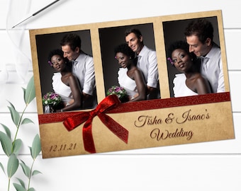 Vintage rood lint vakantiefotosjabloon 4 x 6 (digitale download)