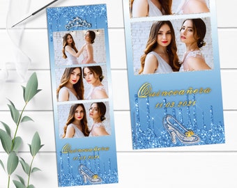 Cinderella Blue and Silver Slipper Photo Booth Template 2x6